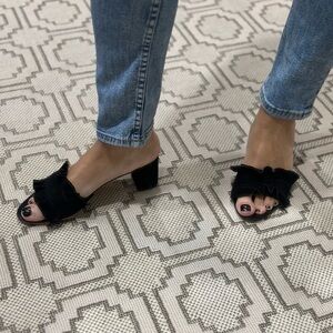 Loeffler Randall Black Kitten Heel Ruffle Sandal size 7.5